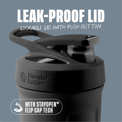 BlenderBottle primer plano de la tapa con cierre pulsable y bucle