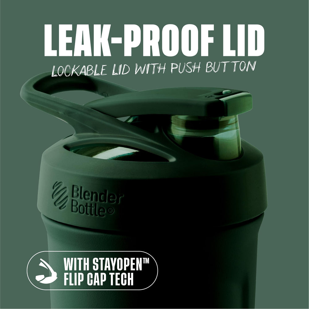 BlenderBottle detalle de la tapa con botón que facilita apertura rápida y segura