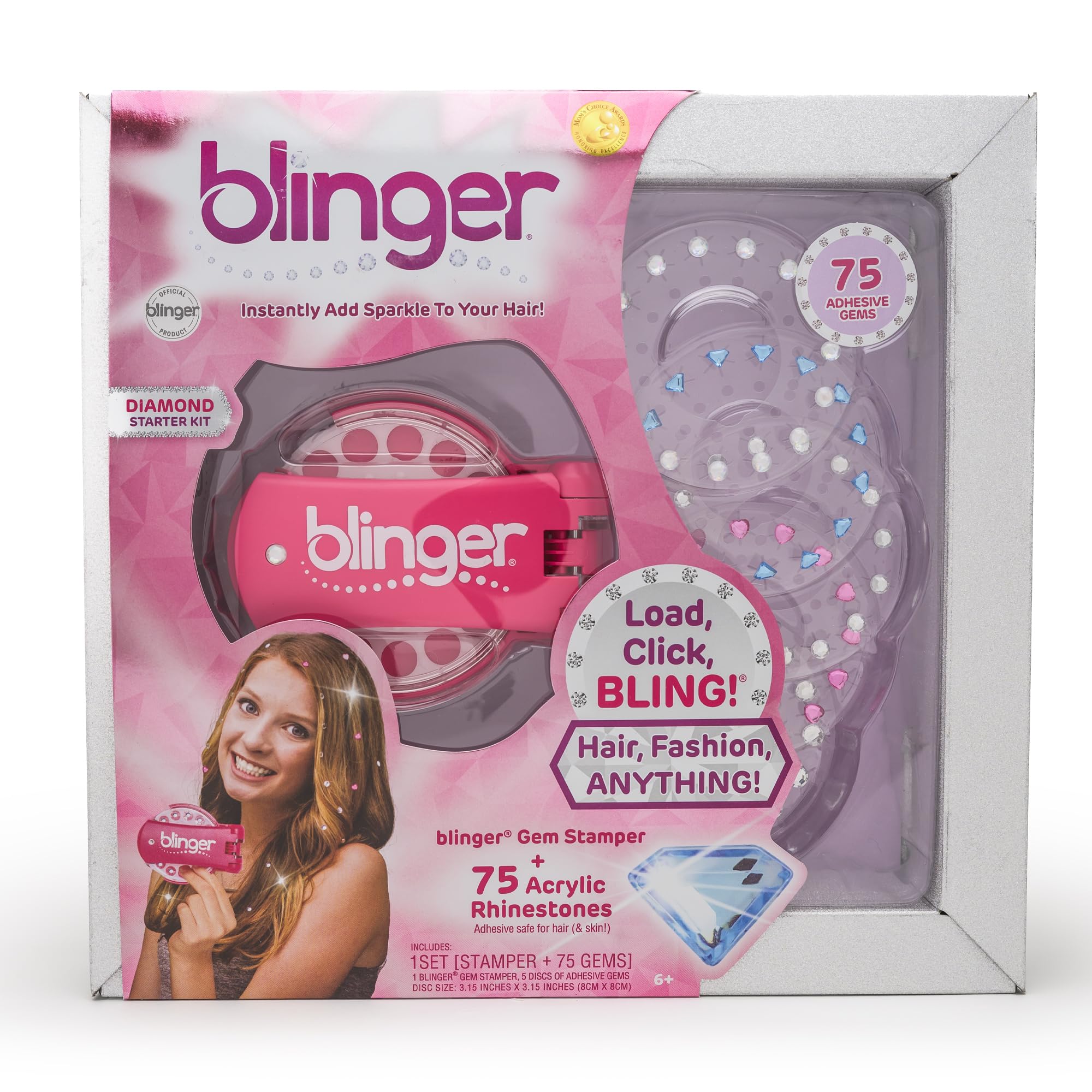 blinger presentación frontal del set muestra el Gem Stamper y cajas, ideal para regalo