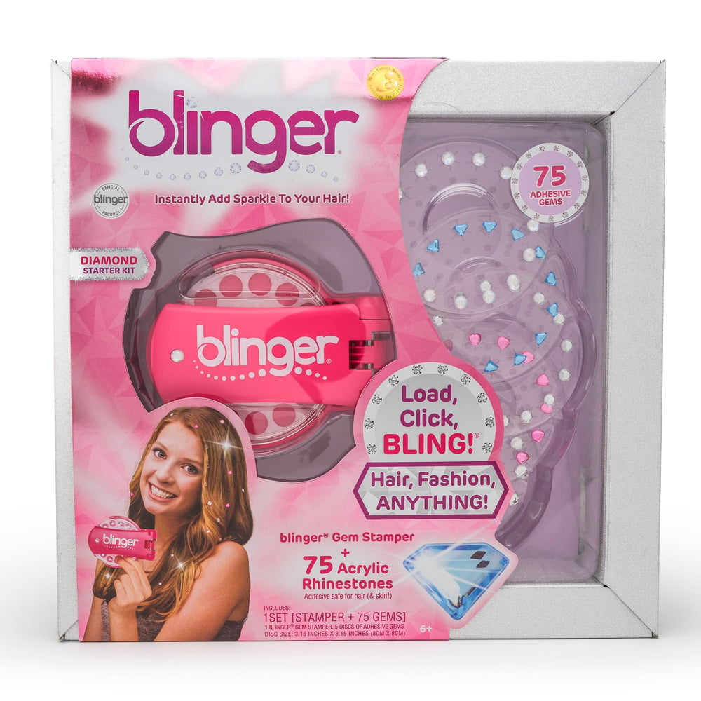 blinger presentación frontal del set muestra el Gem Stamper y cajas, ideal para regalo