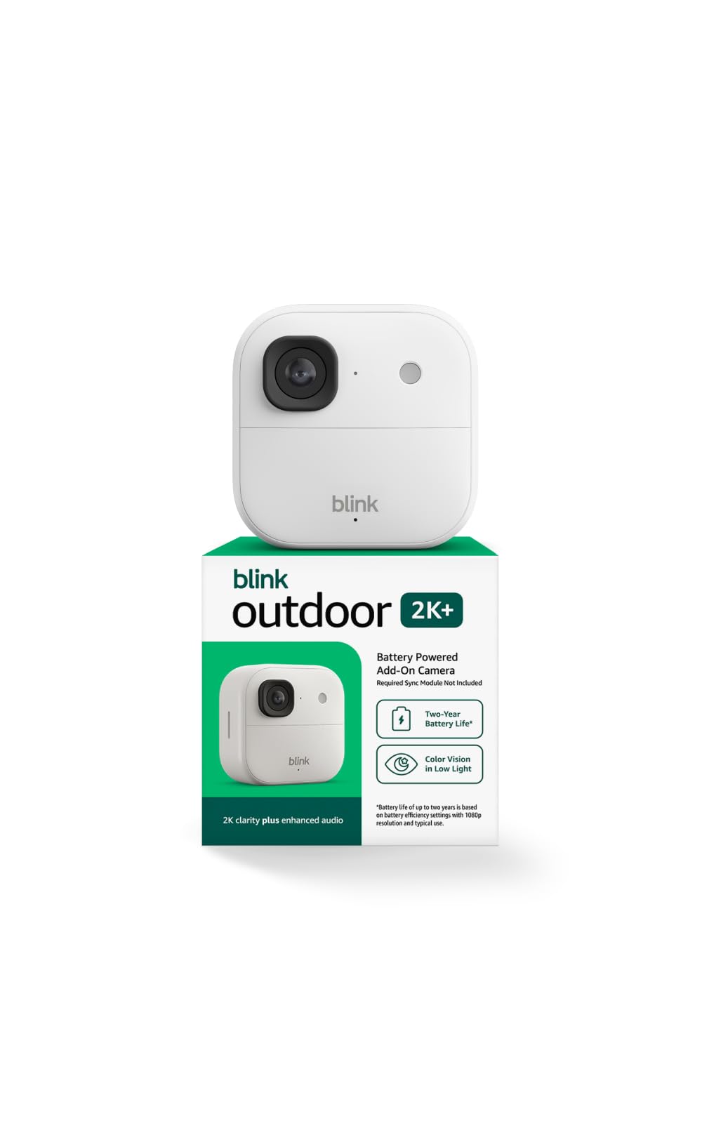 Blink cámara exterior frontal mostrando diseño resistente y seguridad inmediata