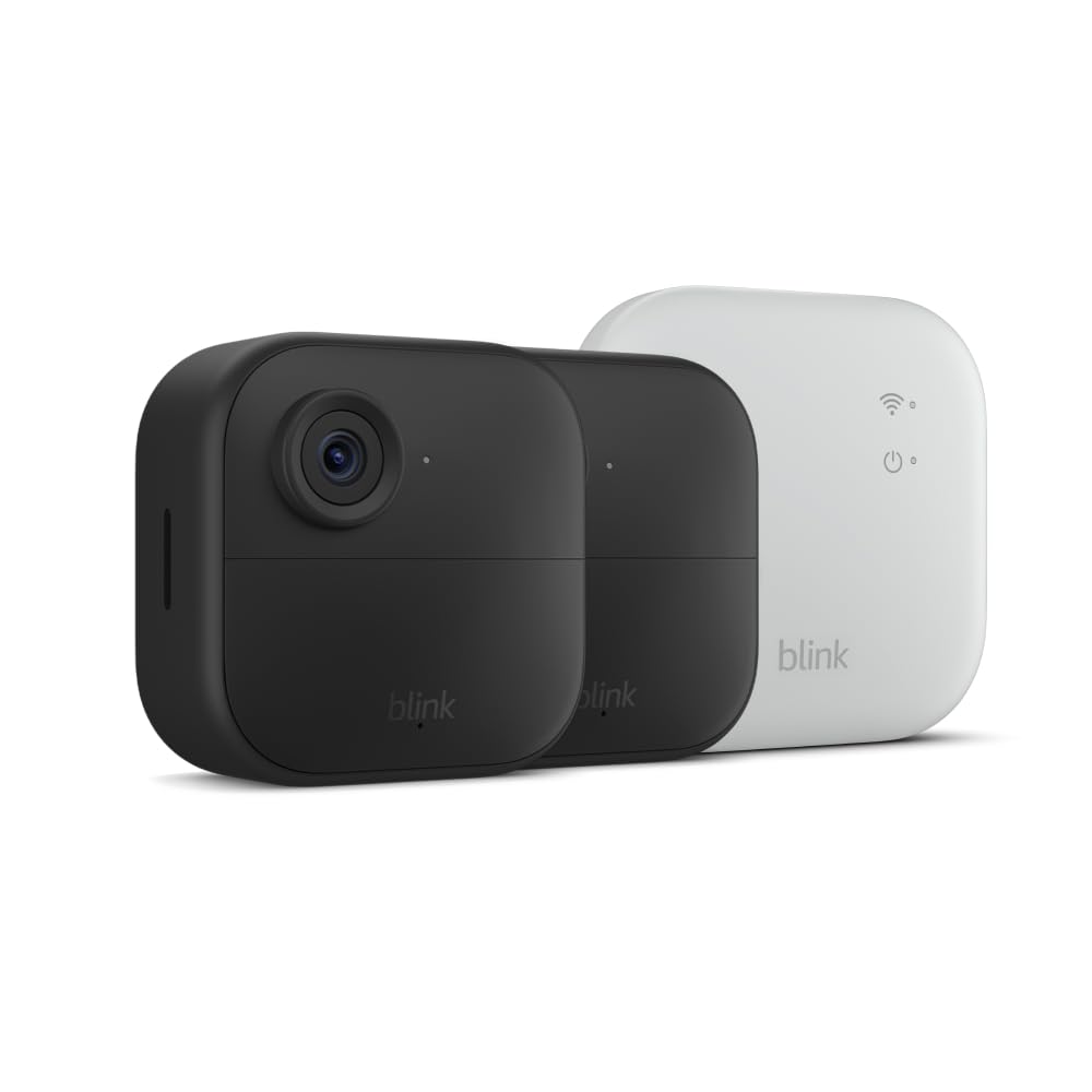 Cámara Blink Outdoor 4 XR frontal mostrando resistencia exterior y fácil montaje
