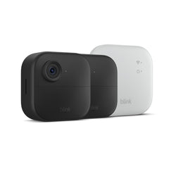 Cámara Blink Outdoor 4 XR frontal mostrando resistencia exterior y fácil montaje