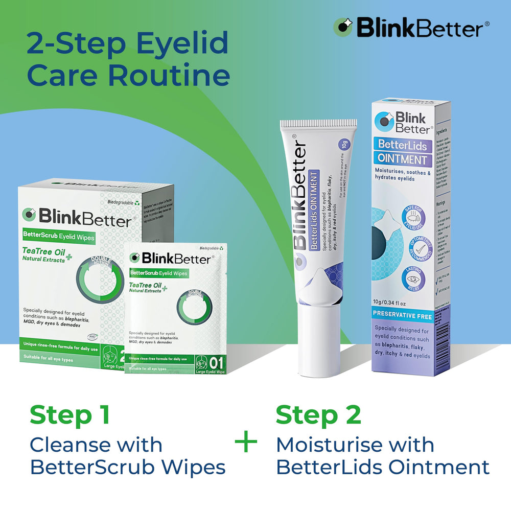 Escena de baño ordenado con BlinkBetter, producto listo para rutina de higiene
