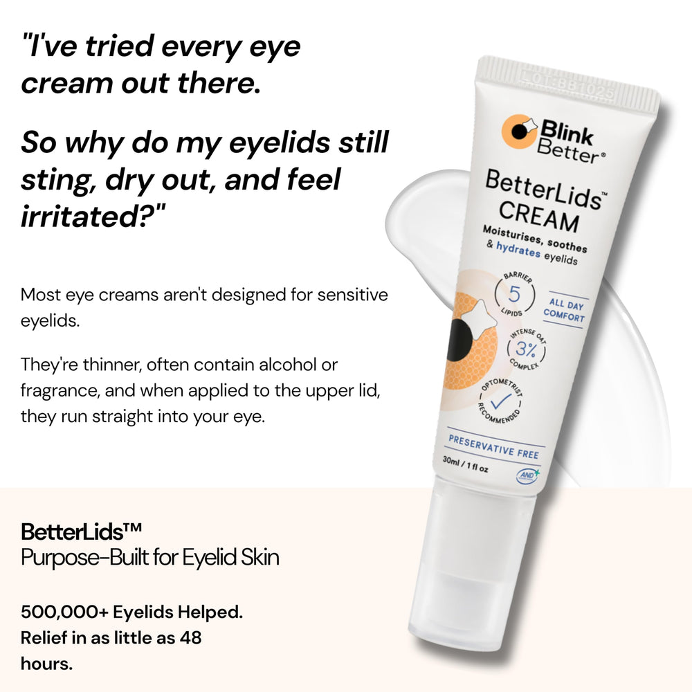 BlinkBetter BetterLids usado antes del maquillaje sobre párpado, base hidratante sin grasa