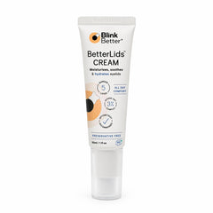 BlinkBetter envase frontal de BetterLids Restore mostrando tamaño y etiquetado, hidratación práctica