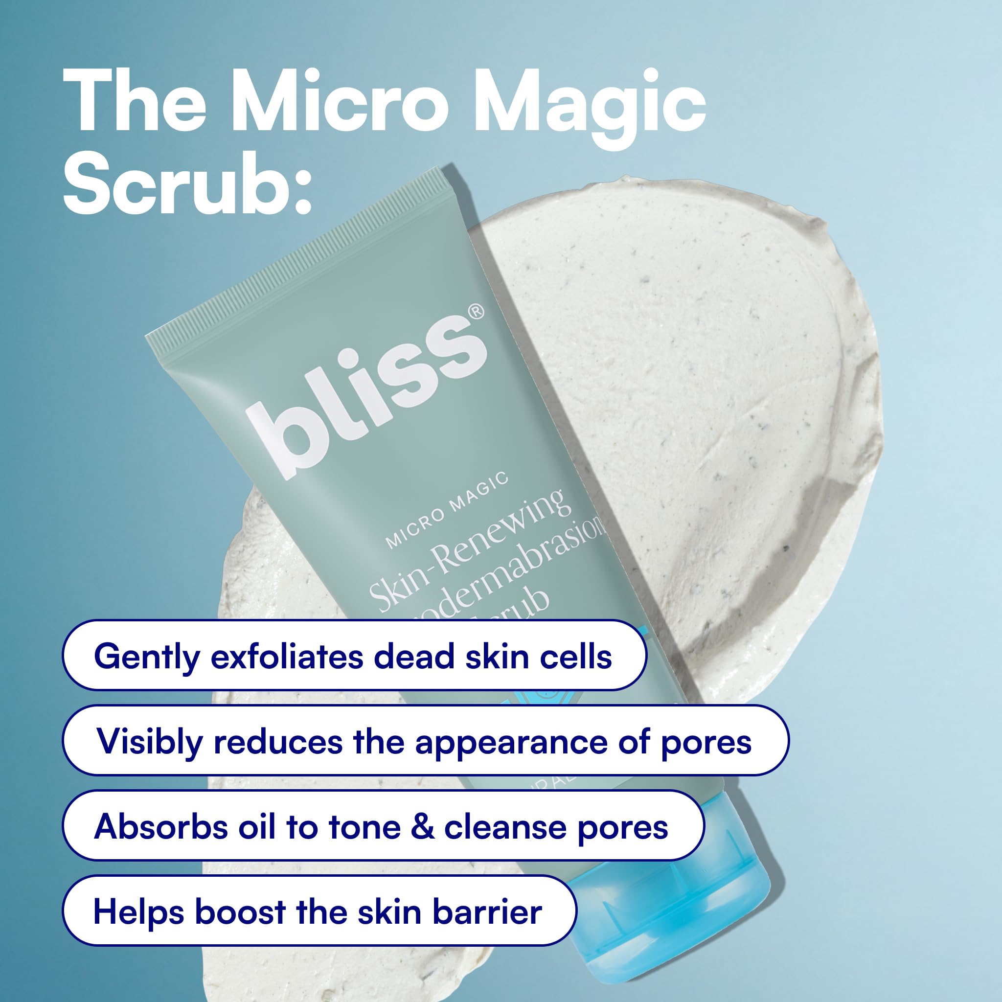 Bliss detalle de textura con microgránulos de pómez que ayuda a pulir la piel