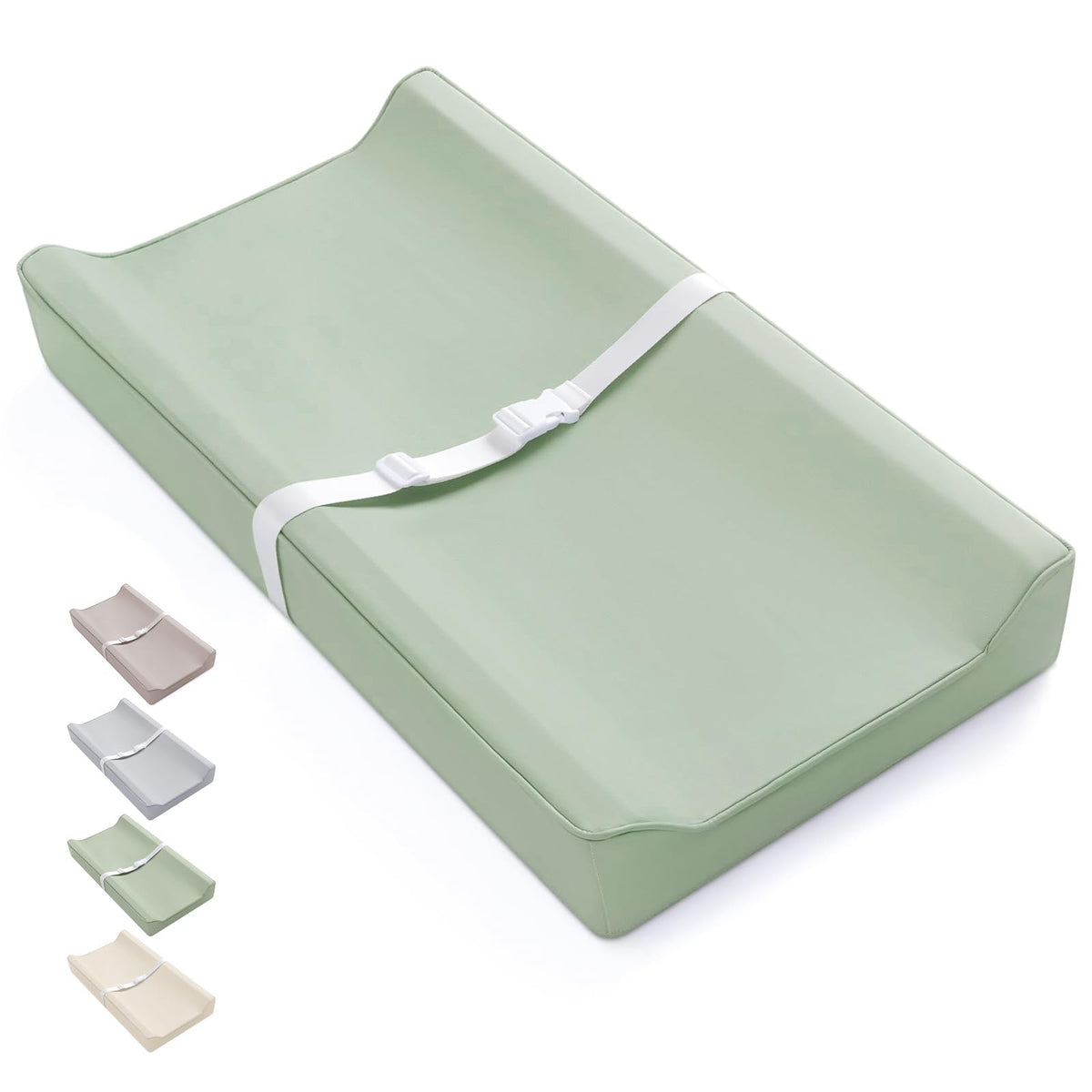 Blissful Diary cambiador frontal verde claro, superficie impermeable y moderna