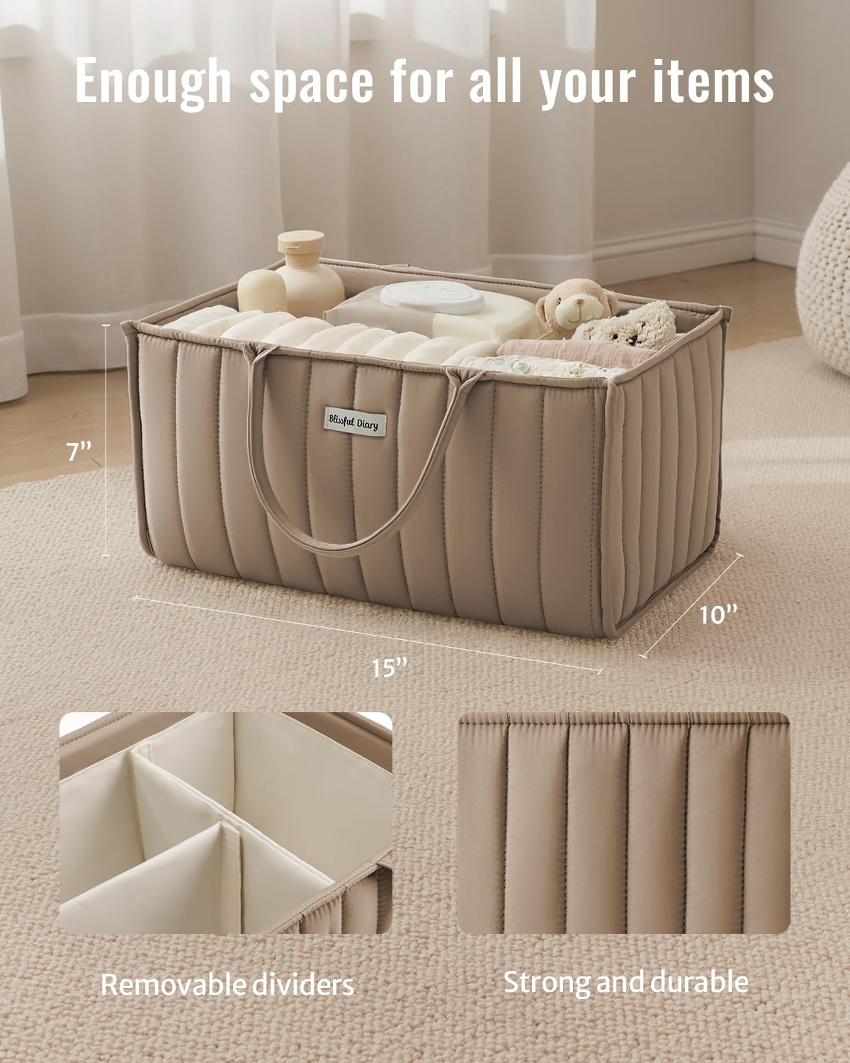 Blissful Diary interior con divisores removibles, almacenamiento adaptable