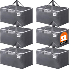 BlissTotes vista frontal del pack de seis bolsas, gran capacidad y orden