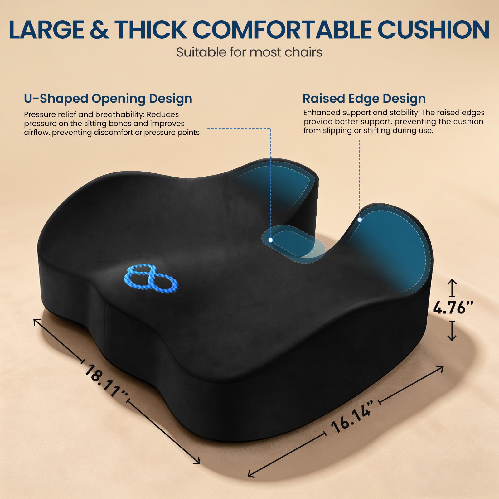 BlissTrends cojín en silla de oficina para mejor postura