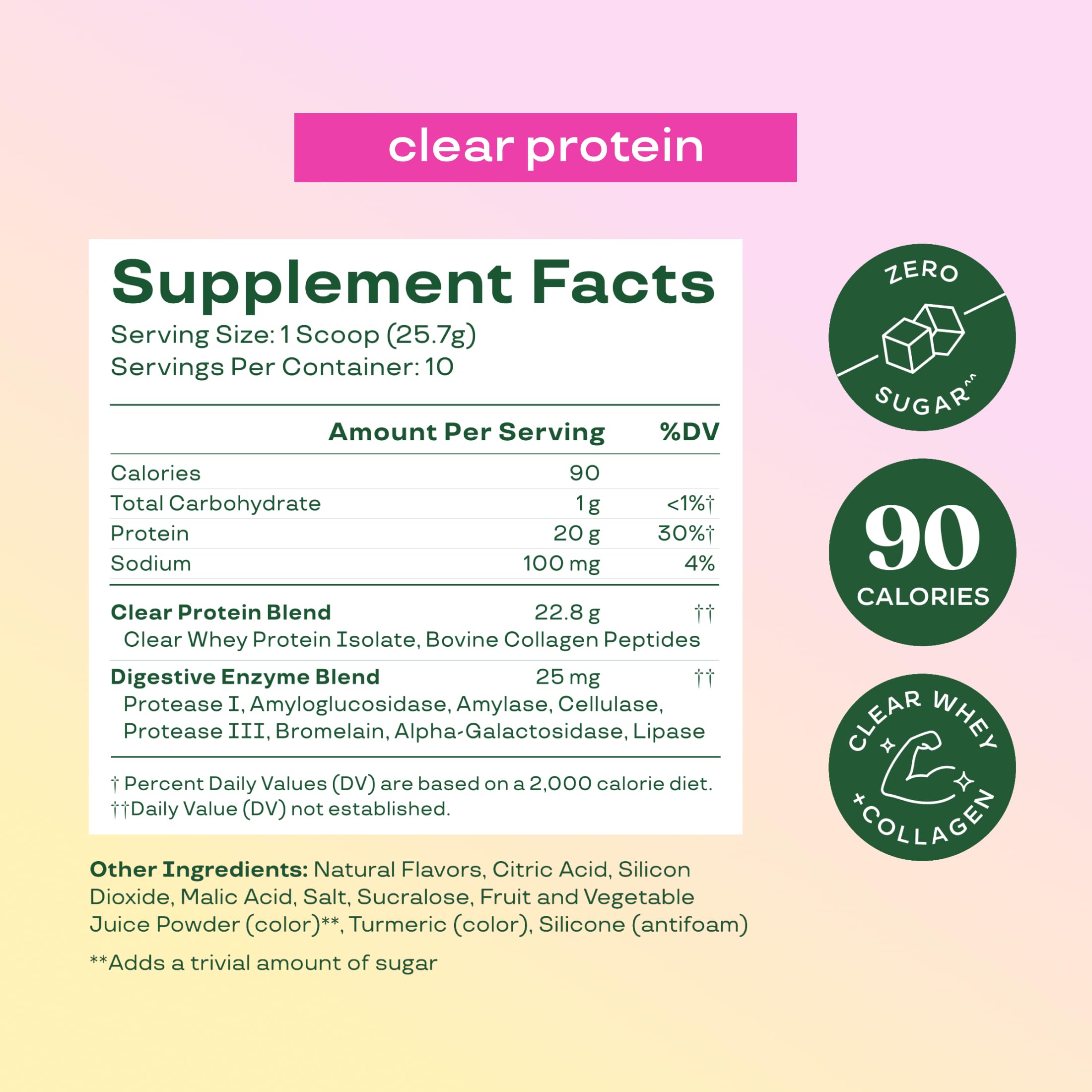 Bloom Nutrition etiqueta cercana resaltando información de proteína, colágeno y enzimas