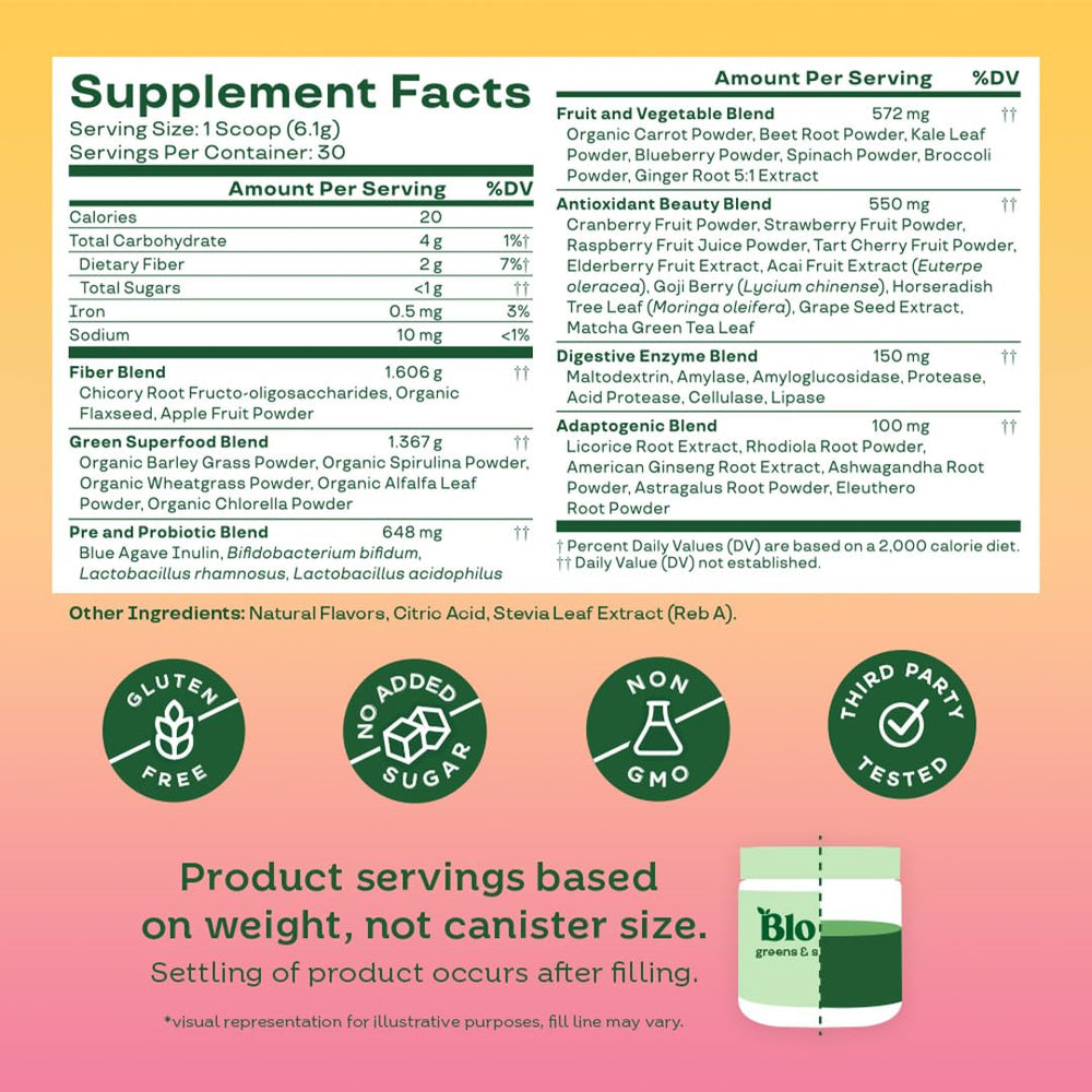 Comparación de tamaño con cuchara para medir un servicio de Bloom Nutrition, fácil dosificación