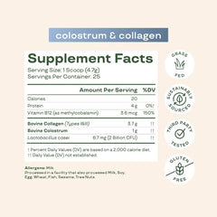 Bloom Nutrition etiqueta con ingredientes y certificaciones, confianza y pureza