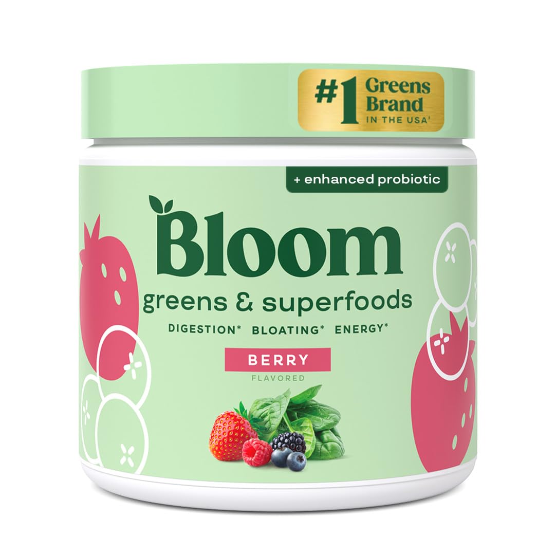 Bloom Nutrition frente del envase mostrando la etiqueta y beneficio de conveniencia