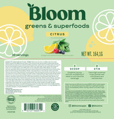Bloom Nutrition vaso con batido cítrico refrescante y sin azúcar