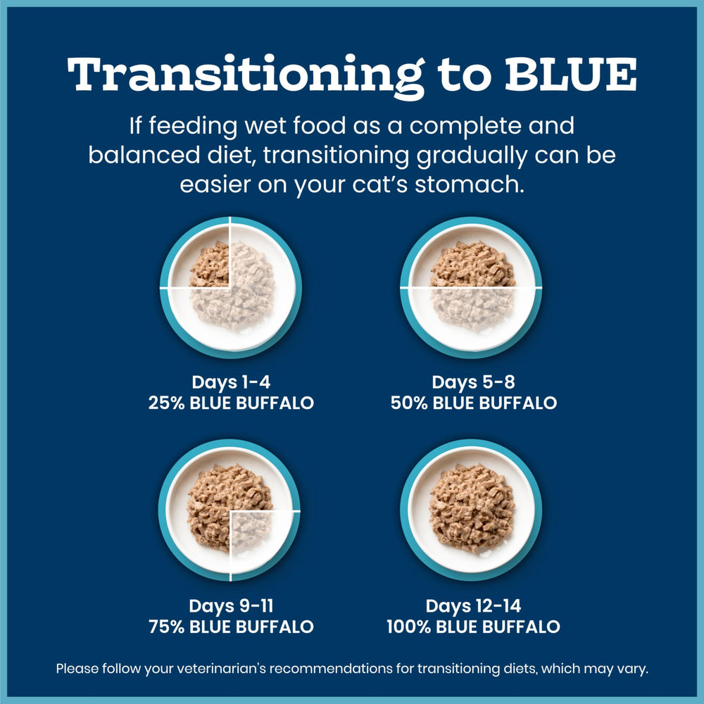 Blue Buffalo latas apiladas en despensa lista para alimentar varios días