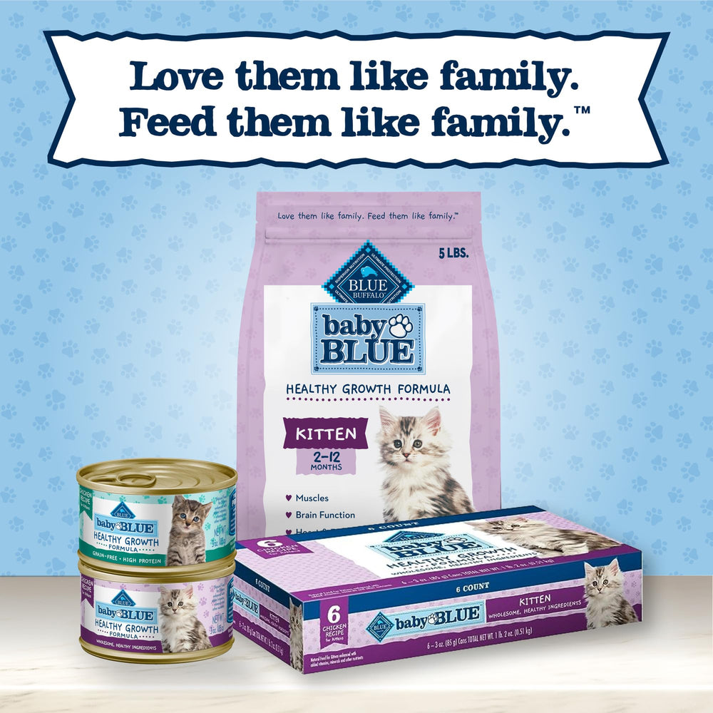 Blue Buffalo bag on kitchen counter in a home feeding scene