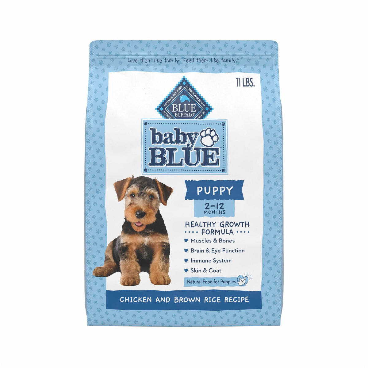 Blue Buffalo bolsa frente 11 lb mostrando fórmula Healthy Growth
