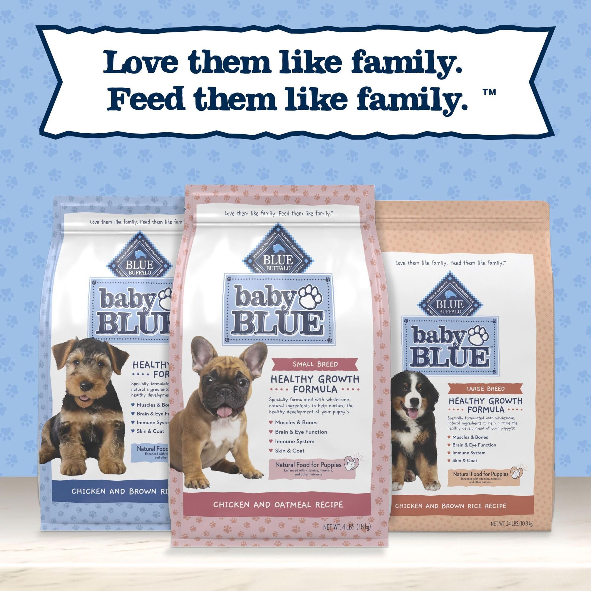 Blue Buffalo cachorro jugando feliz tras alimentación nutritiva
