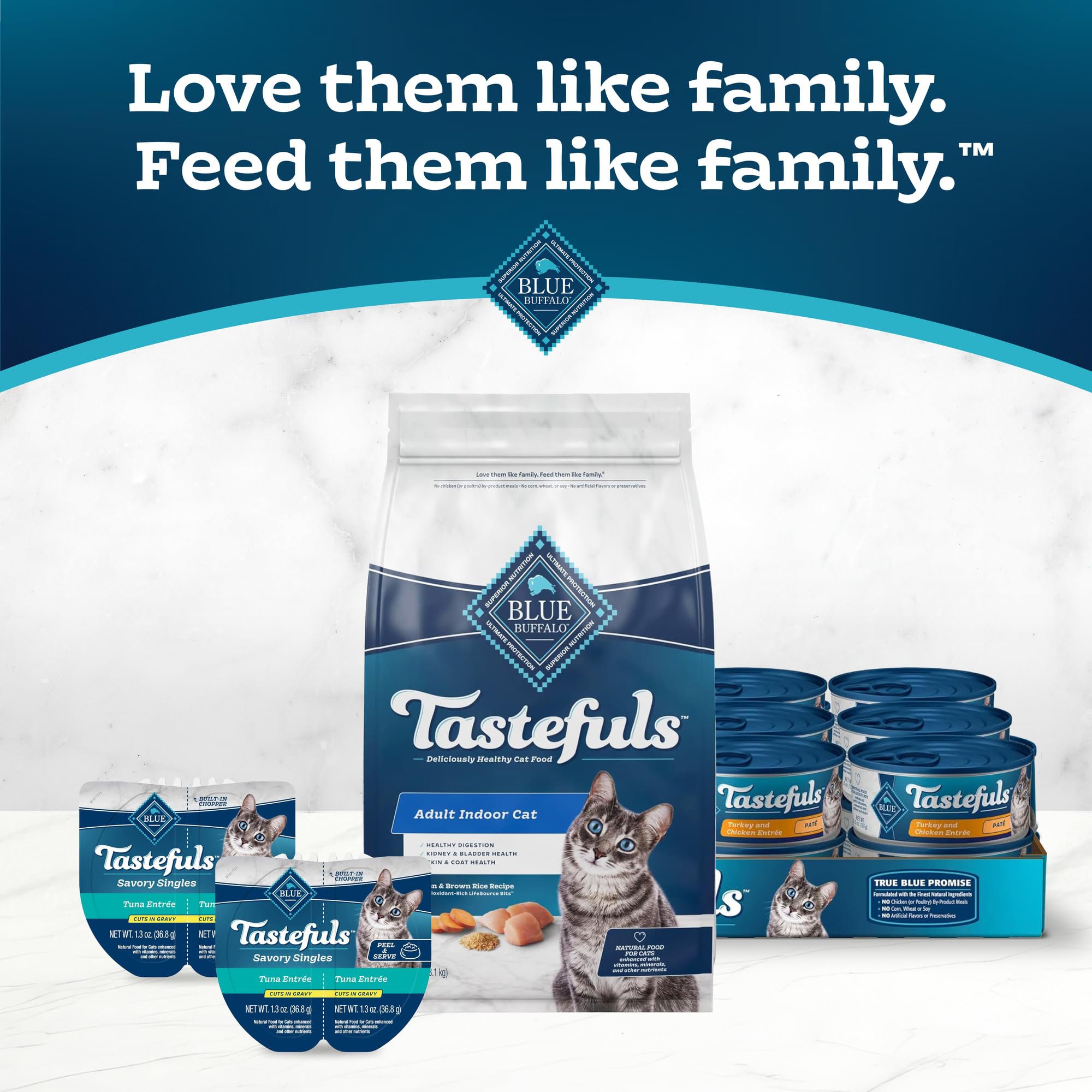 Ambiente de cocina con Blue Buffalo, imagen de uso diario para familias