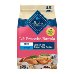 Blue Buffalo frente de bolsa 15 lb mostrando fórmula salmón