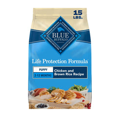Blue Buffalo empaque frontal puppy mostrando ingredientes naturales y beneficio de crecimiento