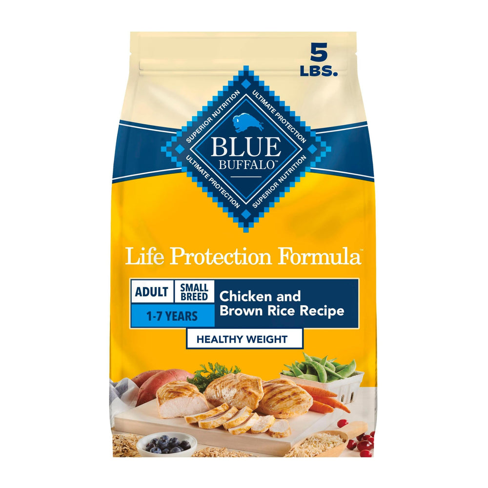 Blue Buffalo paquete frontal mostrando fórmula Healthy Weight y beneficio control de peso
