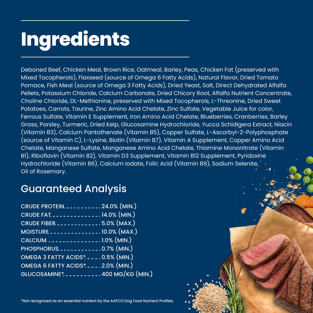 Blue Buffalo res y arroz integral resaltados para proteína y energía sostenida