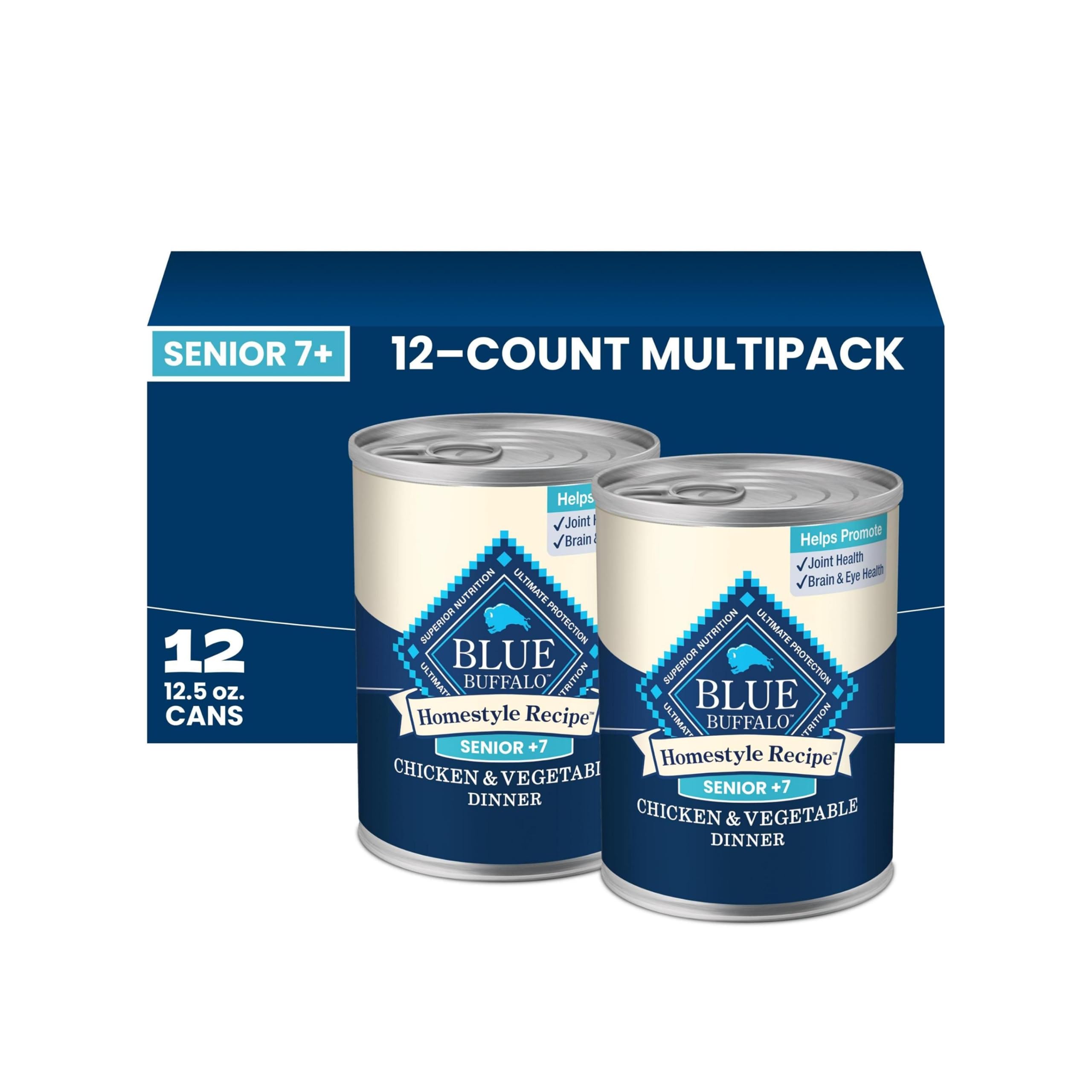 Blue Buffalo lata frente mostrando la etiqueta clara y beneficios nutricionales