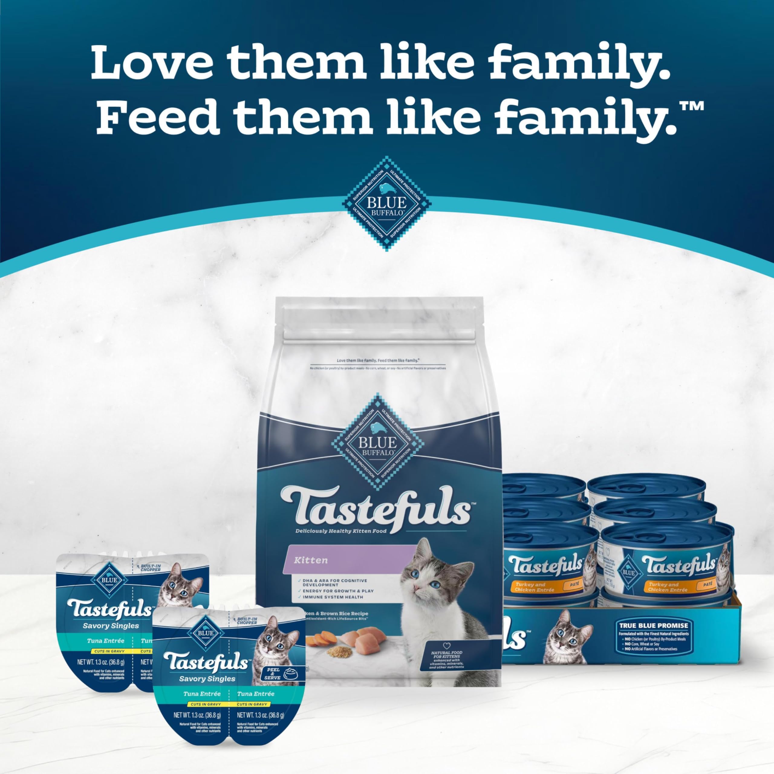 Blue Buffalo producto en cocina doméstica mostrando almacenamiento práctico
