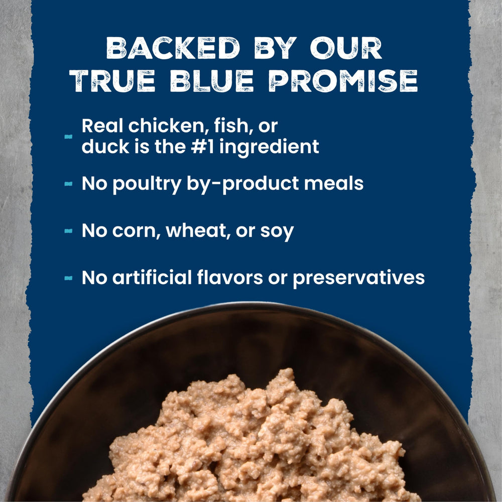 Blue Buffalo lata en mano para comparar tamaño y porción práctica