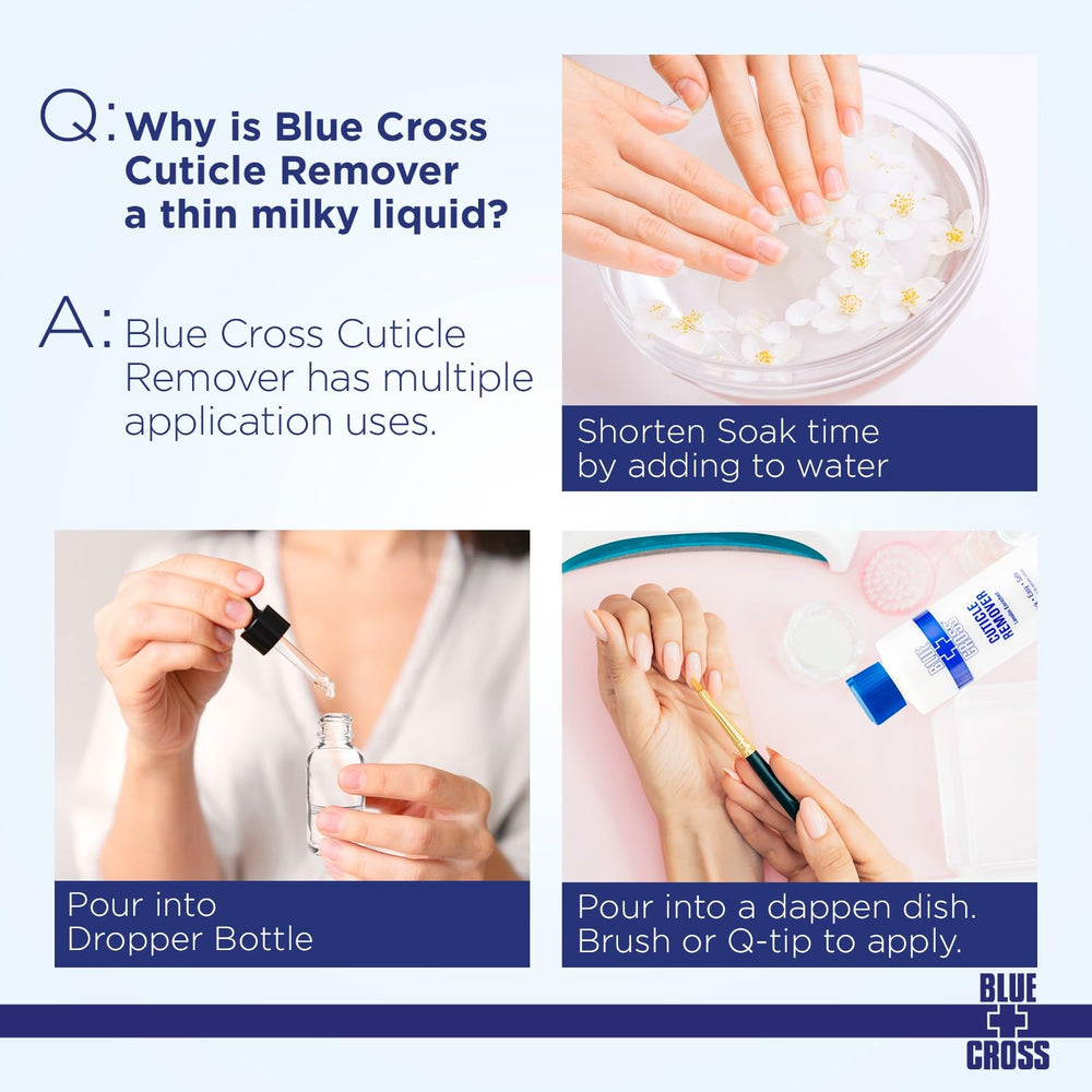 Blue Cross etiqueta informativa en primer plano mostrando instrucciones y beneficios