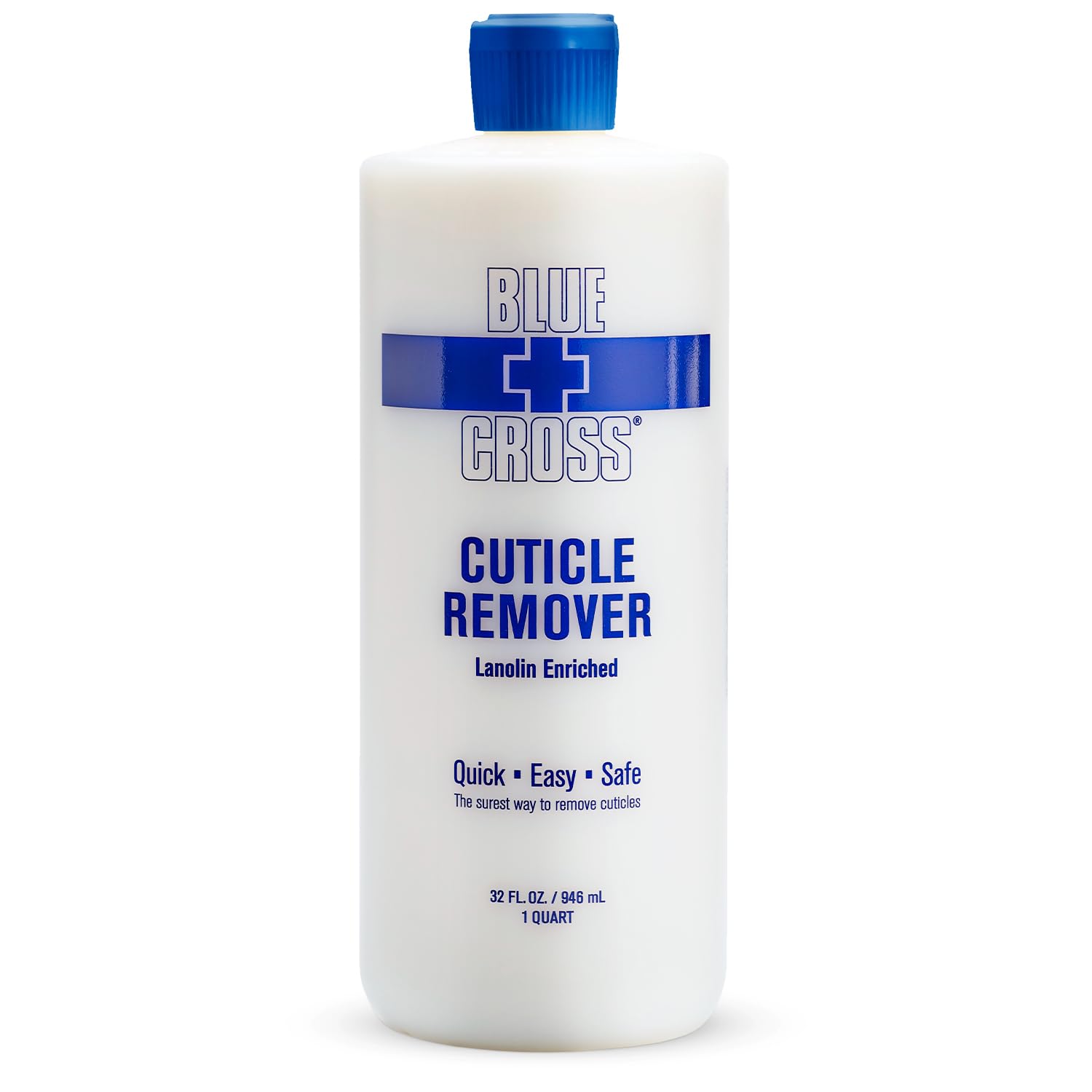 Blue Cross frontal de la botella 32 oz mostrando envase profesional y gran volumen
