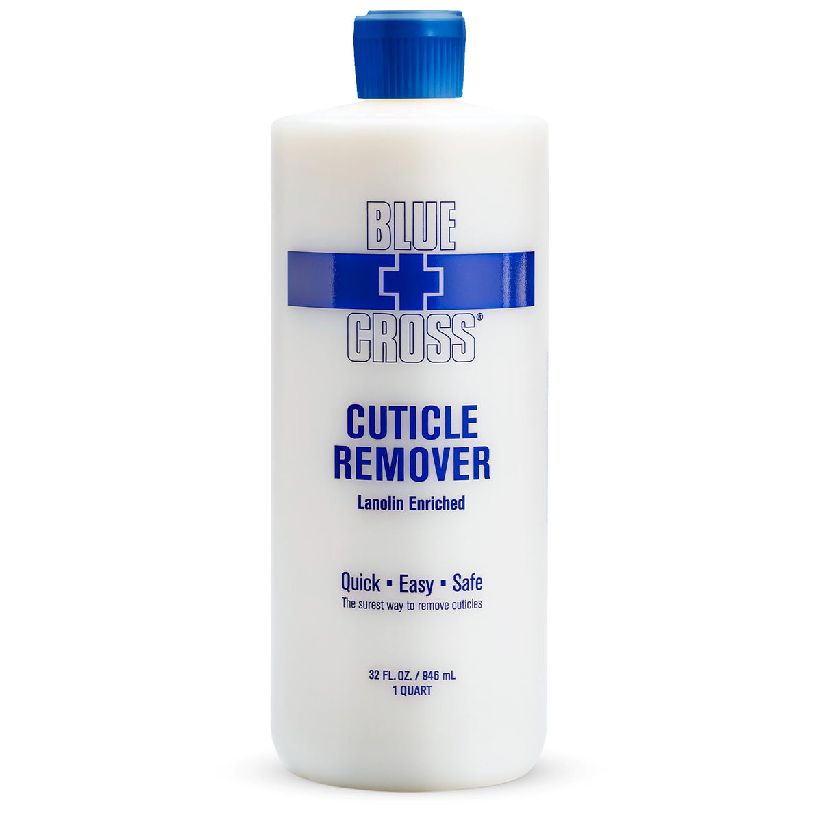 Blue Cross frontal de la botella 32 oz mostrando envase profesional y gran volumen