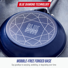 Blue Diamond comparación de tamaño con cuchara para escala, ideal para porciones familiares