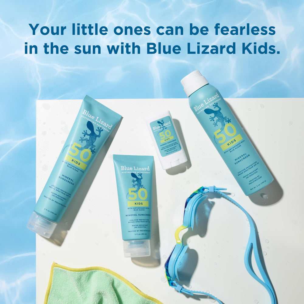 Blue Lizard detalle de etiqueta indicando sin oxybenzone ni octinoxate