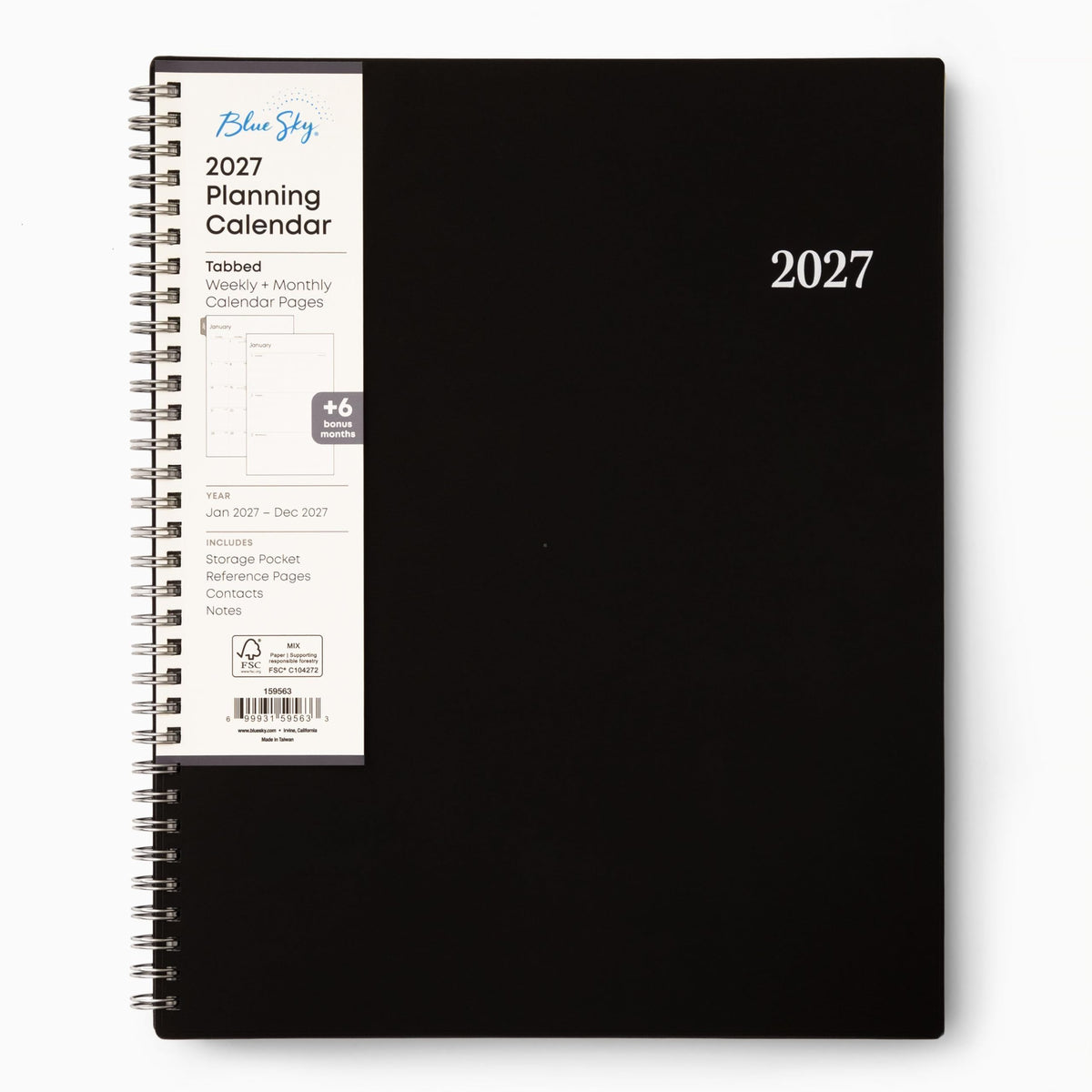 Blue Sky portada del planificador 2027 vista frontal, aspecto profesional y organizado