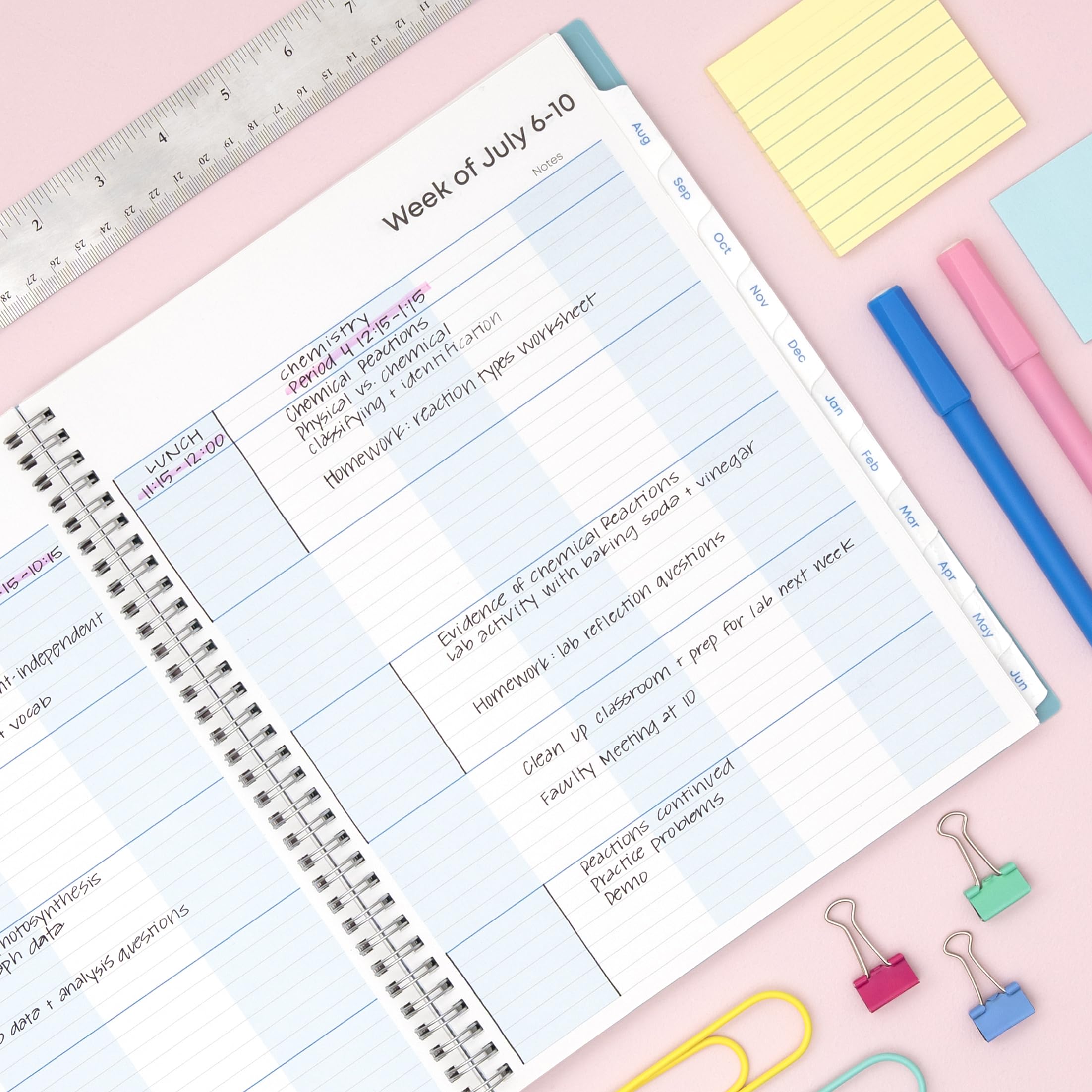 Blue Sky vista mensual con calendario y notas para planificación