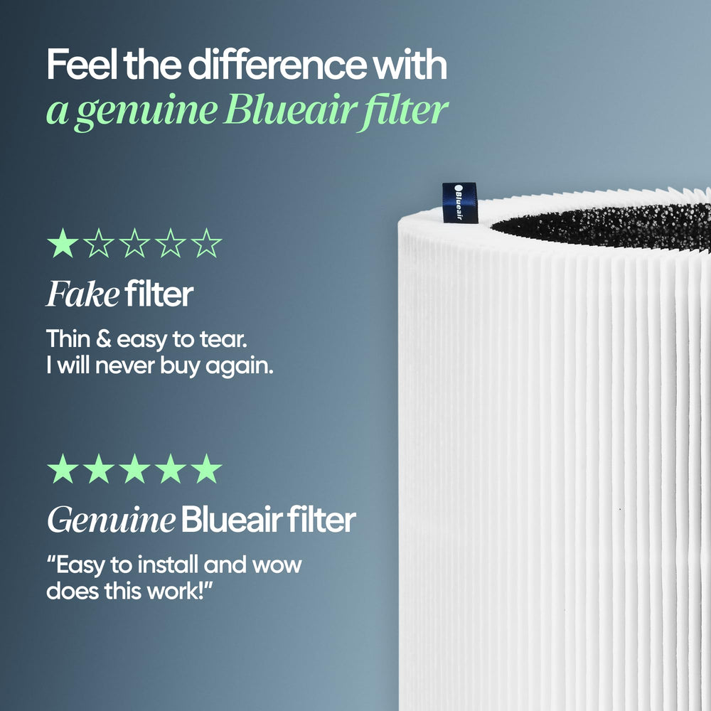 BLUEAIR filtro instalado en purificador demostrando facilidad de montaje