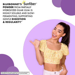 BlueBonnet Sunfiber disolviéndose en un vaso para digestión suave