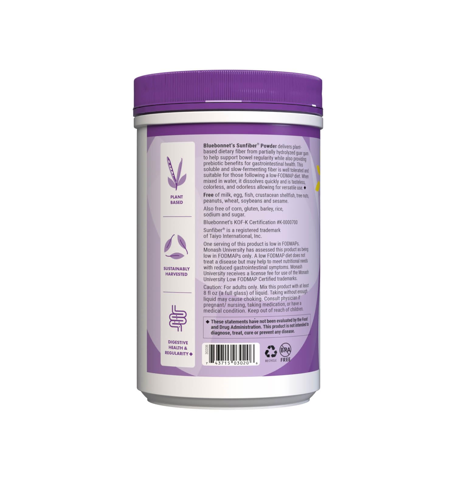 BlueBonnet Sunfiber en batido saludable lista para consumo diario