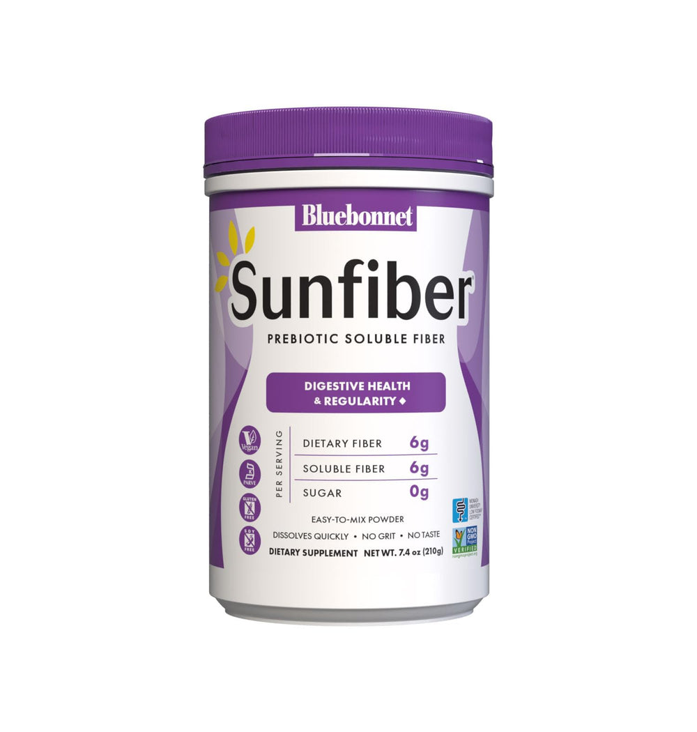 BlueBonnet Sunfiber frente del envase mostrando presentación y beneficios