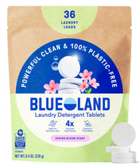 BLUELAND frente del paquete mostrando 36 pastillas y diseño ecológico
