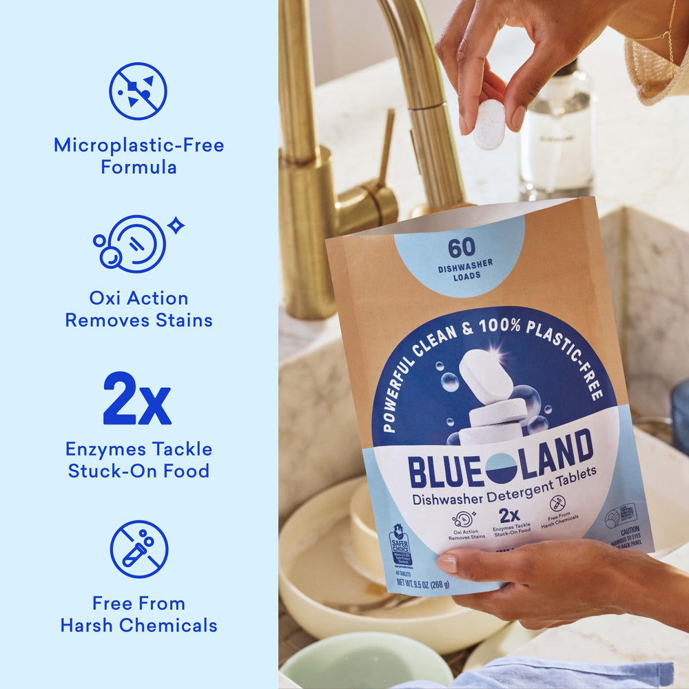 BLUELAND primer plano de una tableta destacando textura disolvente