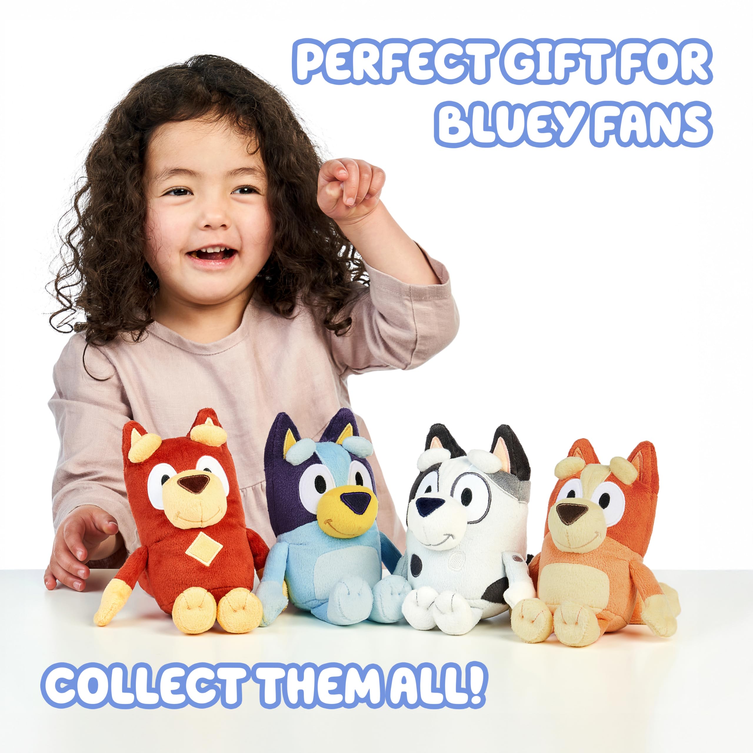 Comparativa de tamaño Bluey y Bingo junto a objetos, marca Bluey, referencia práctica