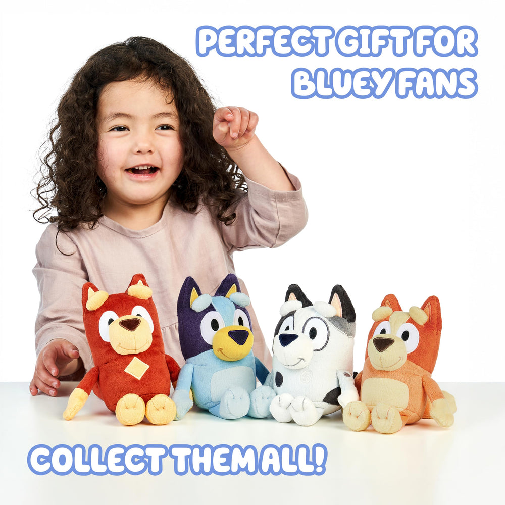 Comparativa de tamaño Bluey y Bingo junto a objetos, marca Bluey, referencia práctica