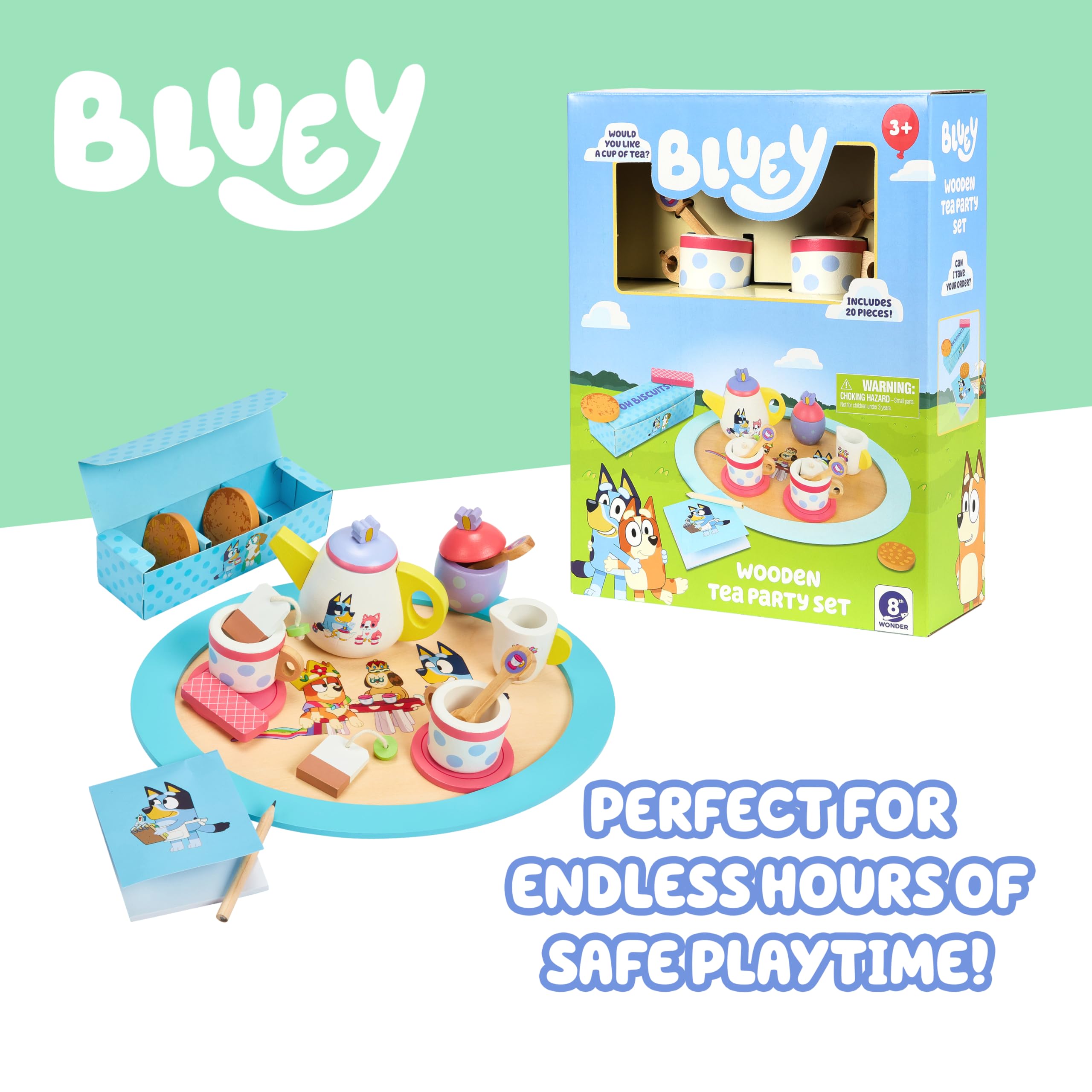 Bluey comparación de escala con manos infantiles que muestra tamaño apropiado