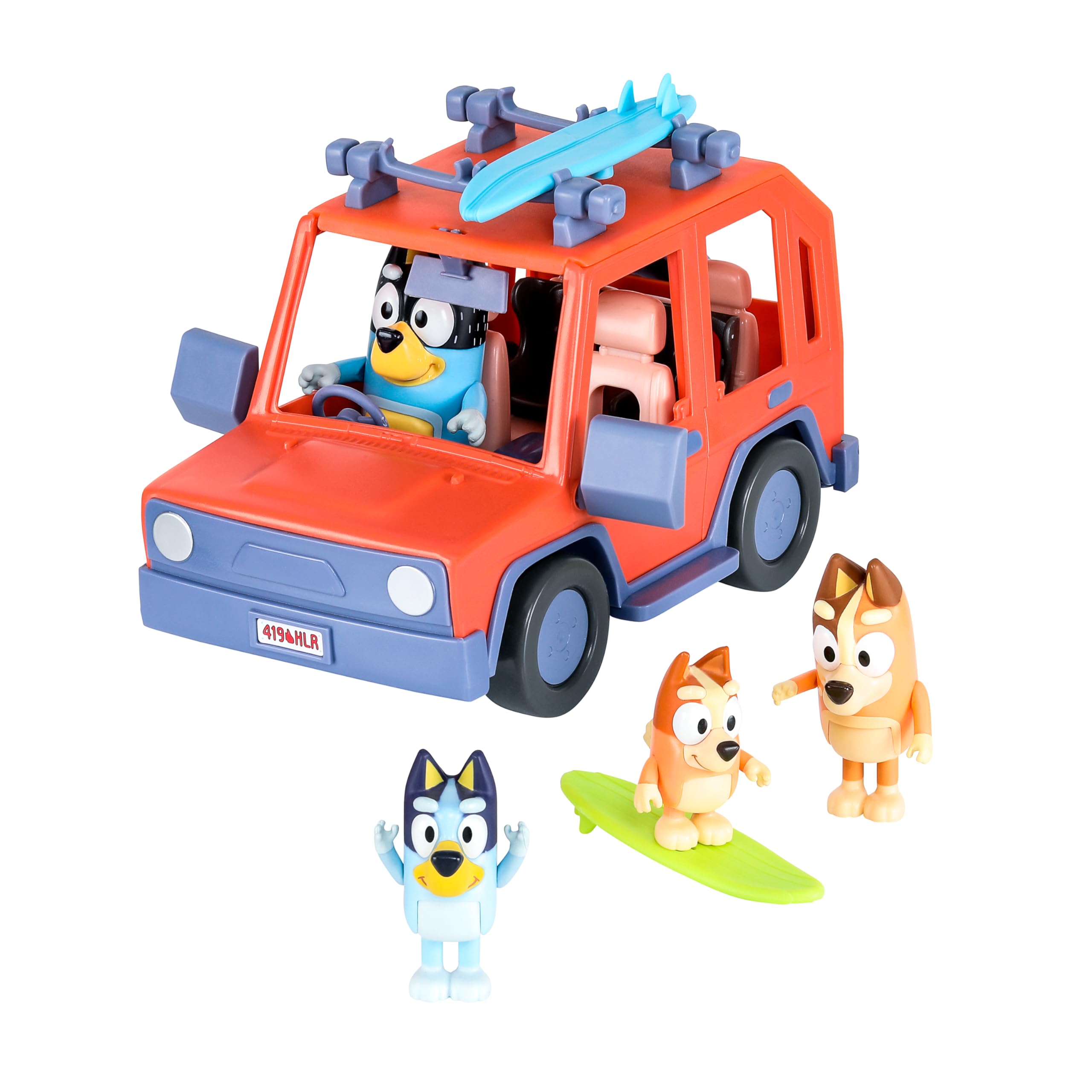 Bluey frontal del vehículo 4WD mostrando diseño y accesibilidad para niños