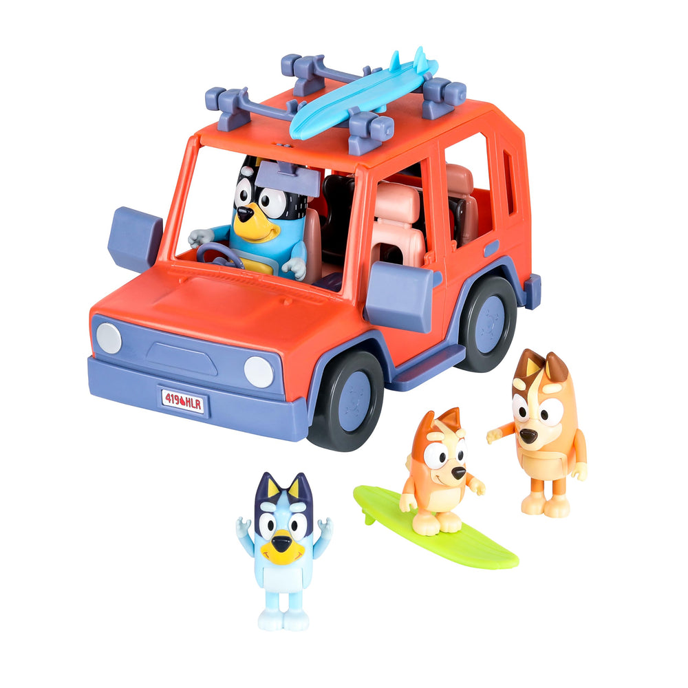 Bluey frontal del vehículo 4WD mostrando diseño y accesibilidad para niños
